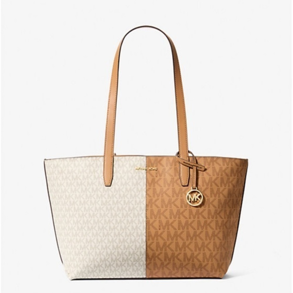 Michael Kors Jet Set Medium Two-Tone Logo Tote Shoulder Bag